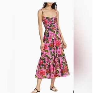 NWT Farm Rio Pink Leopard Forest Midi Dress Small